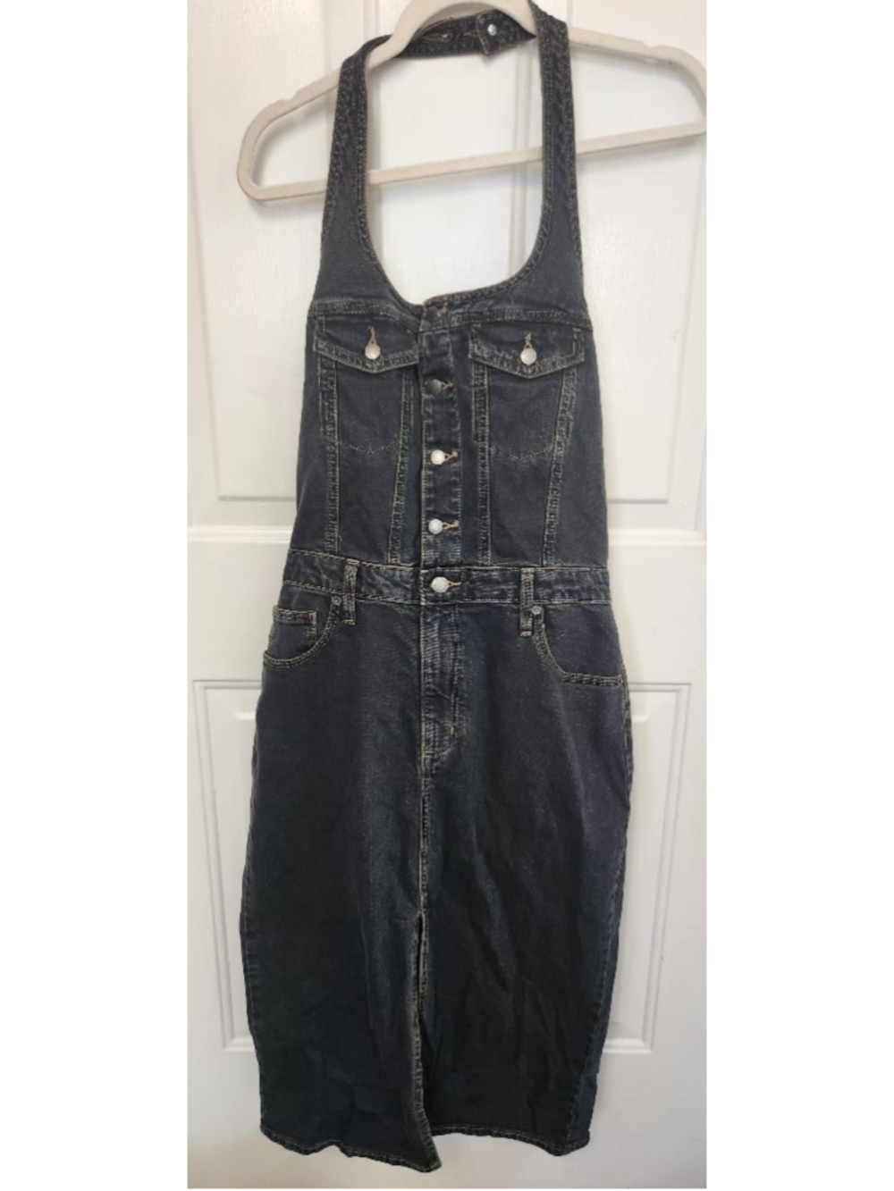 Universal Thread Black Denim Halter Midi Dress Size 10